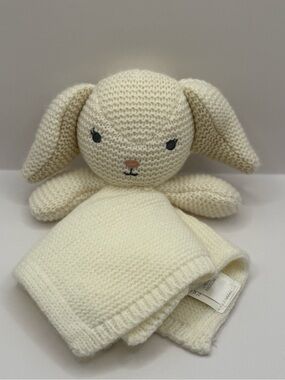 Modern Baby Cream Knit Baby Lovey Blanket Plush